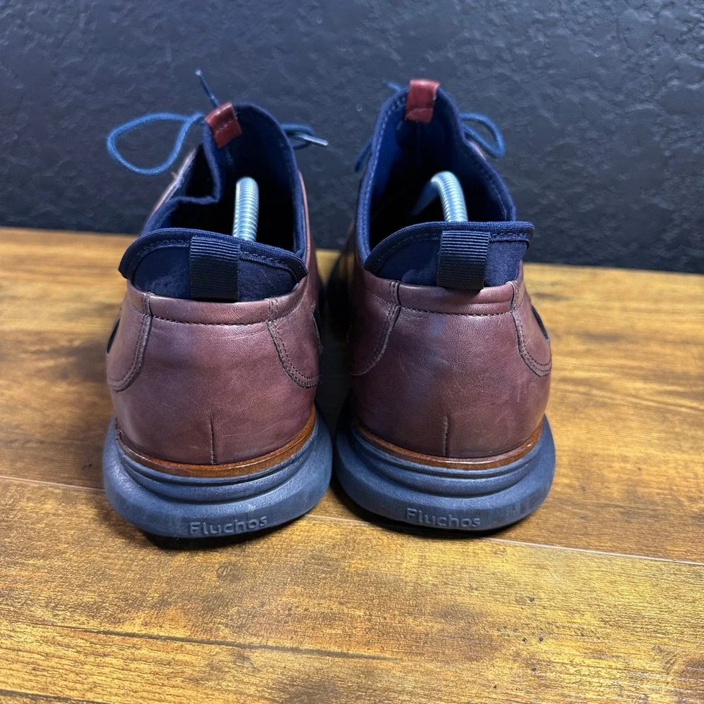 Fluchos F1344 Brown Leather Comfort Derby Shoes Mens Size 43 EU 10 US